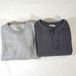 Merona & Wallace & Barnes Men's Grey Long-Sleeve Shirts Lot of 2